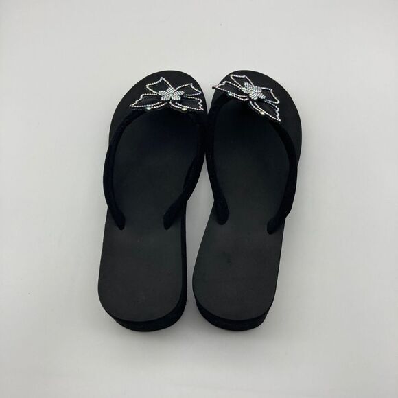 Colorful Crystal Butterfly Velvet Platform Slippers Size 5/23,5cm - Picture 5 of 9